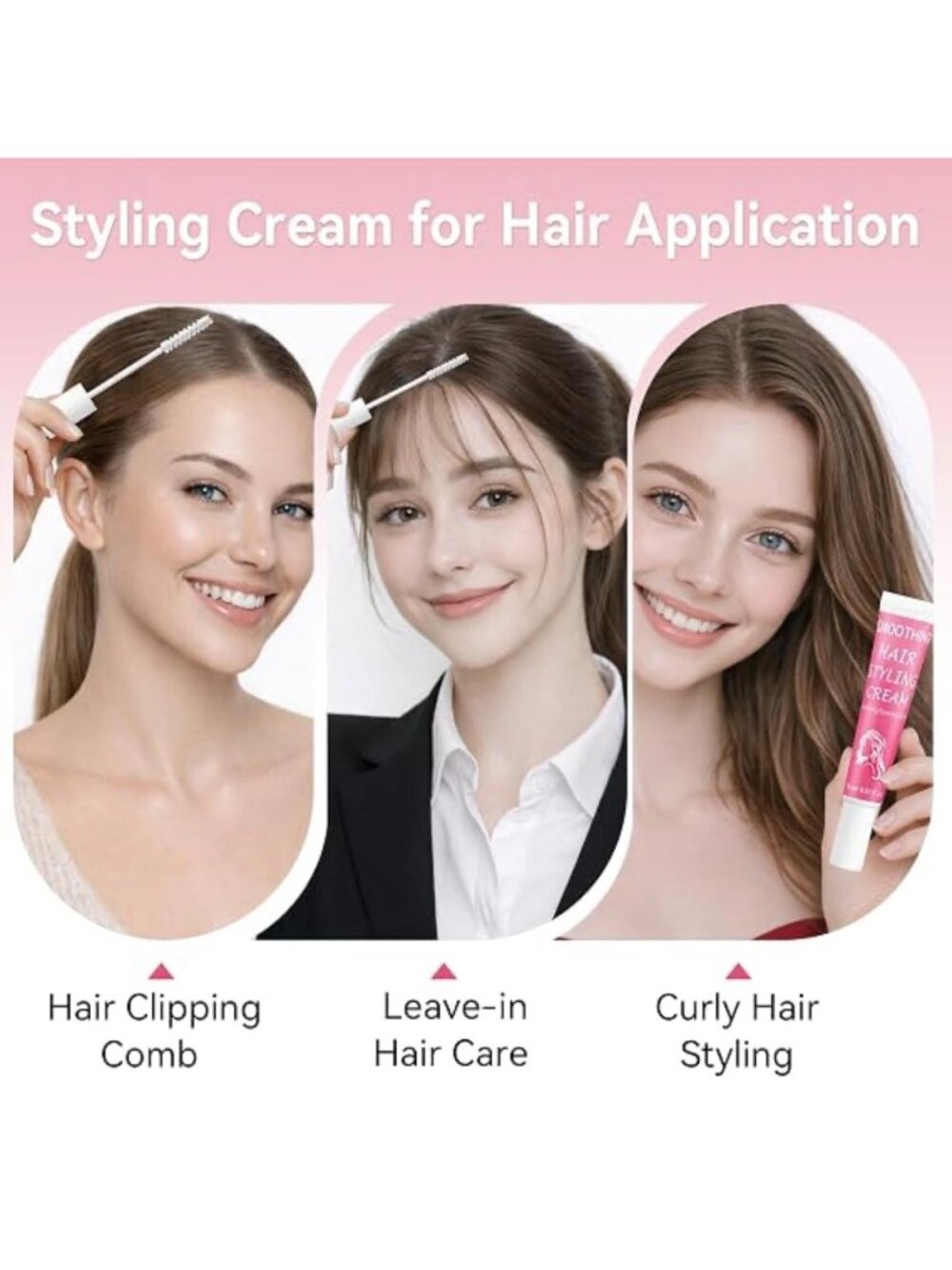 Smoothing Hair Styling Cream For Flyaways & Frizz 17ml With Brush Applicator - Picture 3 of 5